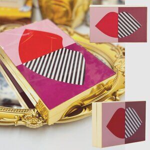 🆕 LULU GUINNESS 🧿 NWOT Olivia Multi 50:50 Stripe Lip Box Clutch Bag *FLAWED*